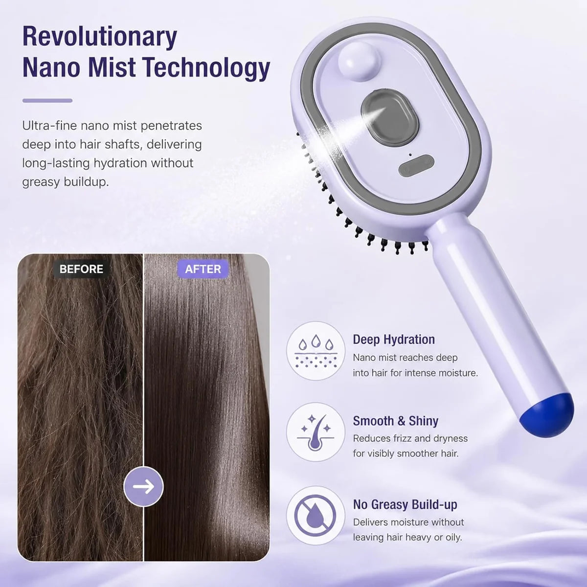 Nano Mist Detangling Electric Spray Hair Brush