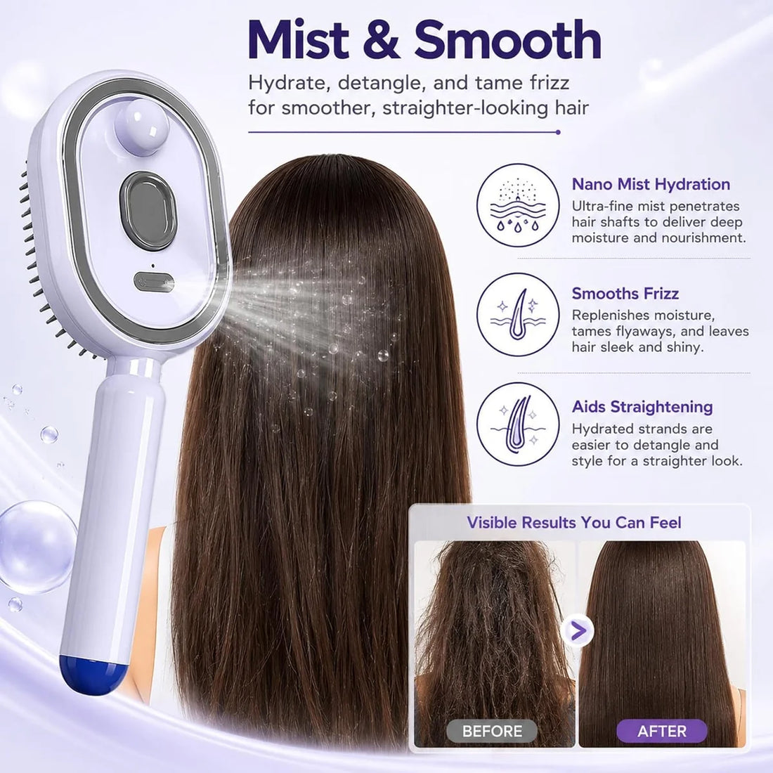 Nano Mist Detangling Electric Spray Hair Brush