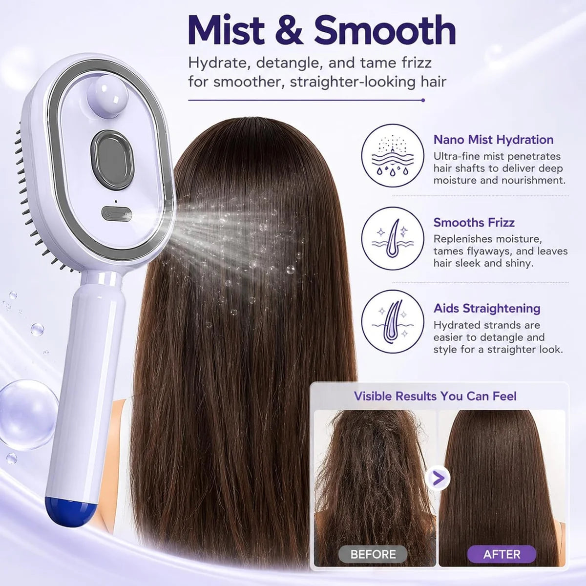Nano Mist Detangling Electric Spray Hair Brush