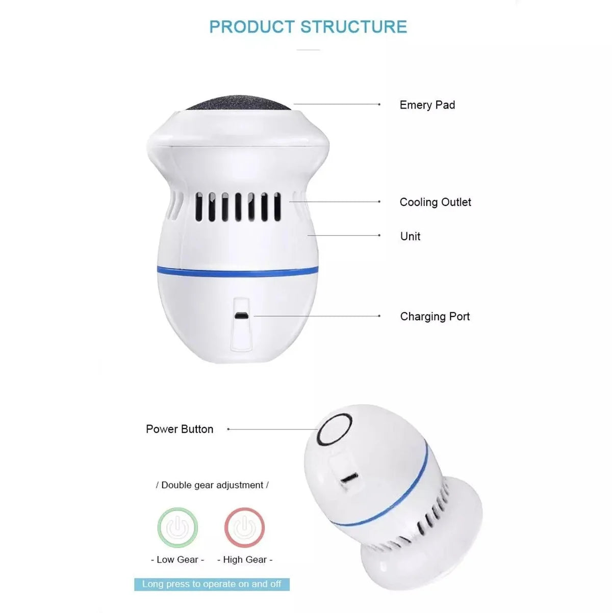 Dual-Speed Rechargeable Electric Callus Remover